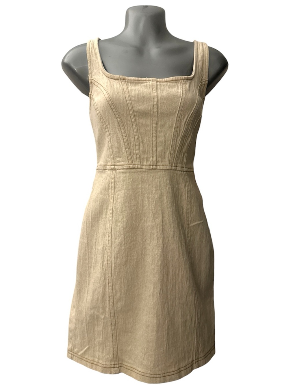 Haute Monde Cream Square-Neck Sleeveless Mini Dress NWT